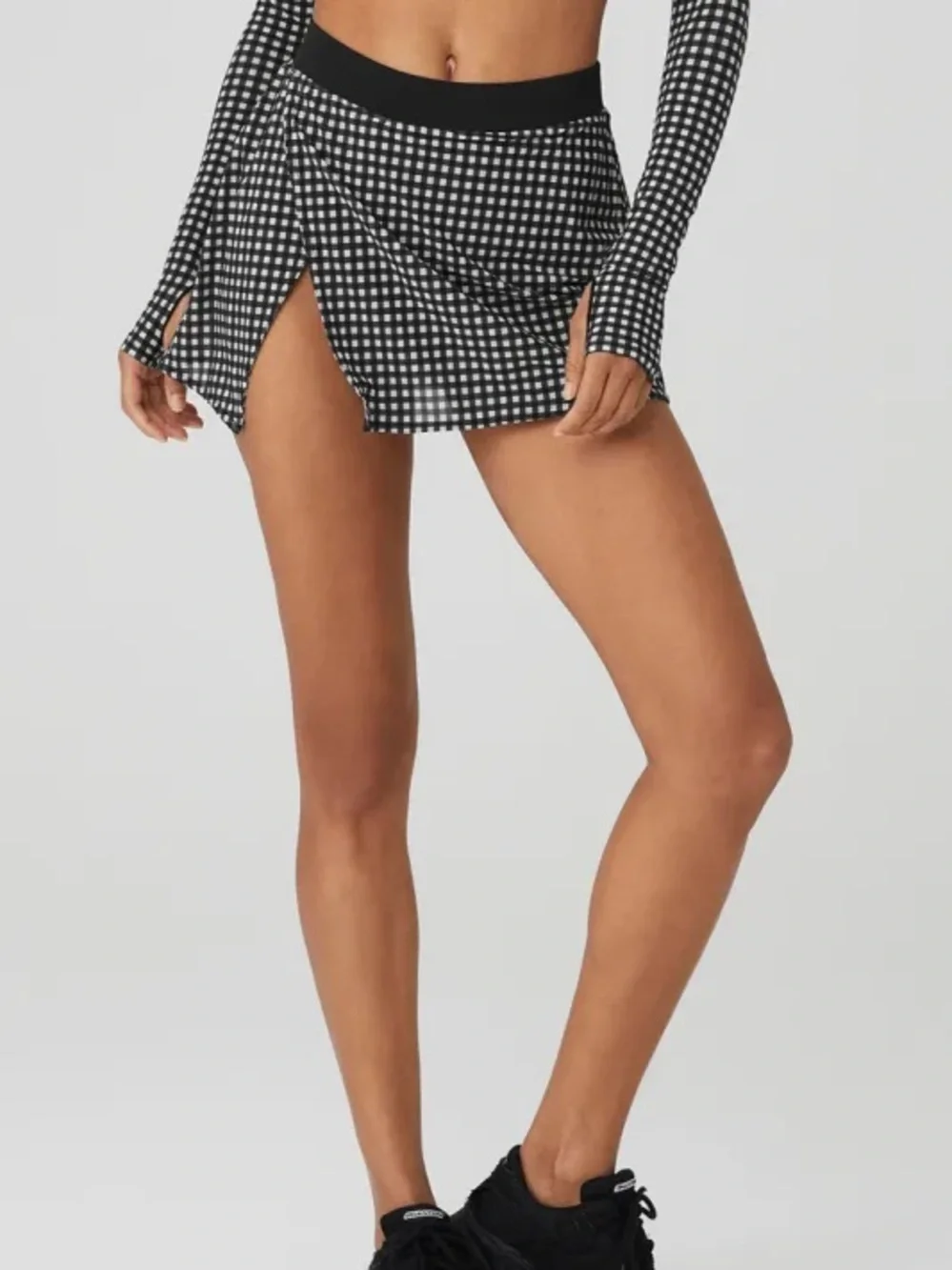 Alo Yoga Gingham Black & White Mini Skirt